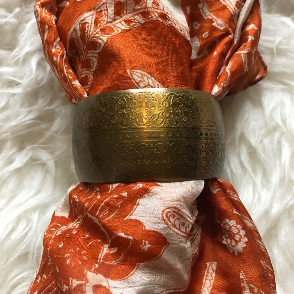 SOLD Floral Vintage Brass Bangle